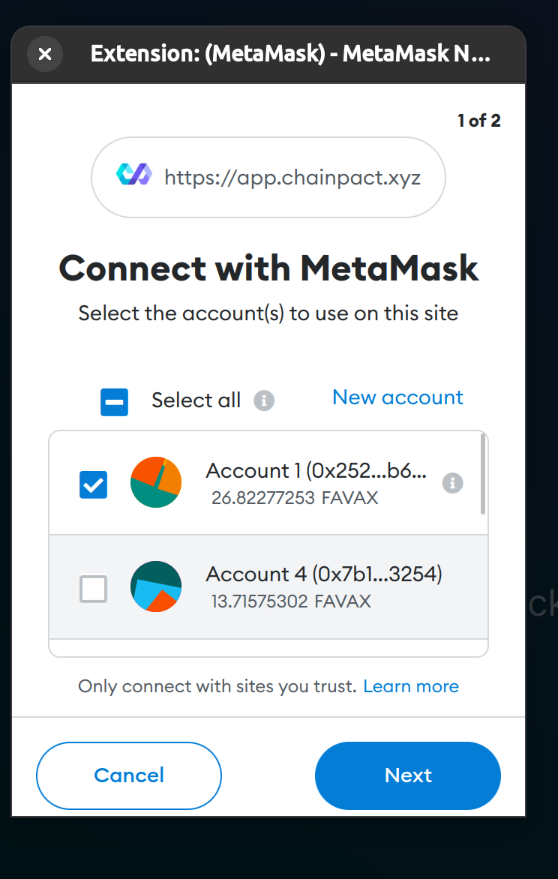 connect metamask approve
